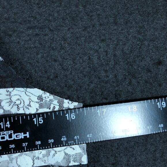 Express Womens Blouse Black White Lace Striped Sheer Tank Scoop Neck Stretch S - Picture 8 of 12